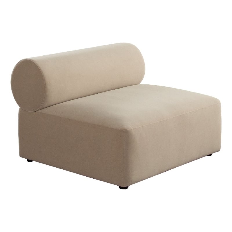 Zey Modular Armless Chair with Low Back- Light Camel Brown Velvet