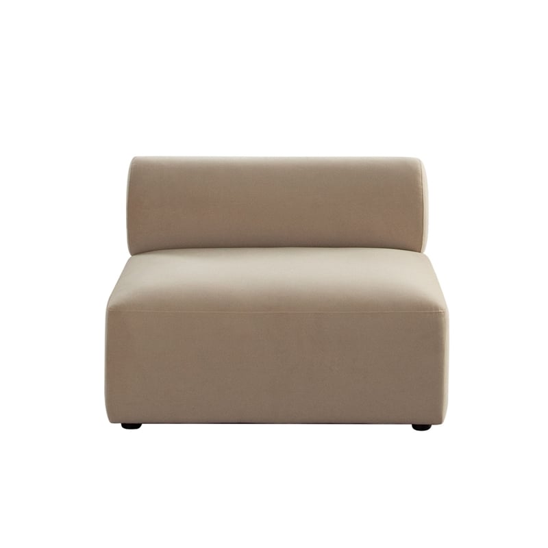 Zey Modular Armless Chair with Low Back- Light Camel Brown Velvet