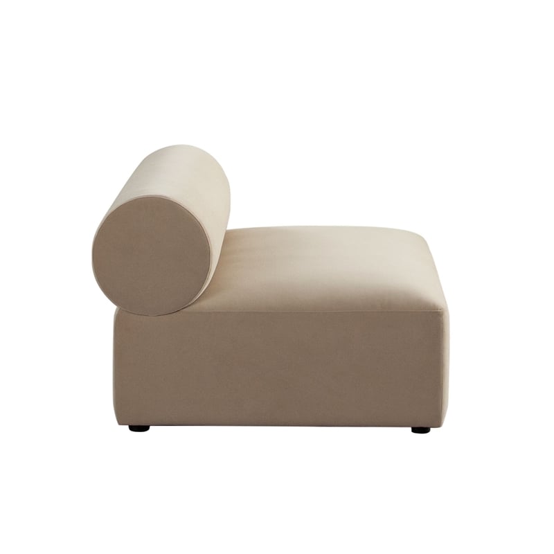 Zey Modular Armless Chair with Low Back- Light Camel Brown Velvet