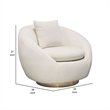 Dela Swivel Accent Chair with Pillow- Cream Velvet- Brushed Gold Base