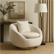 Dela Swivel Accent Chair with Pillow- Cream Velvet- Brushed Gold Base