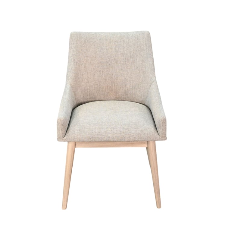 Livvy High Back Dining Chair Set of 2- Light Gray Fabric- Wheat Brown Wood