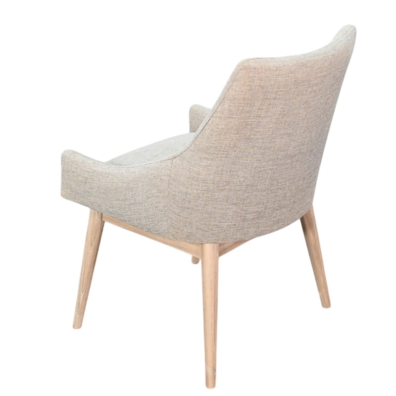 Livvy High Back Dining Chair Set of 2- Light Gray Fabric- Wheat Brown Wood