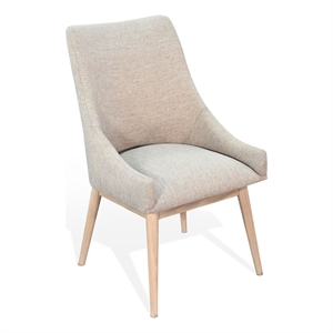 Livvy High Back Dining Chair Set of 2- Light Gray Fabric- Wheat Brown Wood