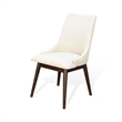 Amy Dining Side Chair Set of 2- White Cushioned Seat- Dark Brown Solid Wood