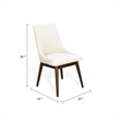 Amy Dining Side Chair Set of 2- White Cushioned Seat- Dark Brown Solid Wood