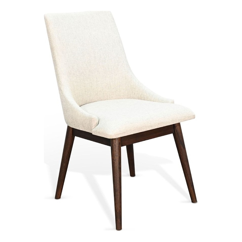 Amy Dining Side Chair Set of 2- White Cushioned Seat- Dark Brown Solid Wood
