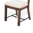 Yael Ladderback Dining Chair Set of 2- White Seat- Brown Solid Mahogany
