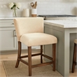 Giby Counter Stool Chair Set of 2- Beige- Dark Brown Solid Mahogany
