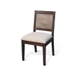 Zemi Dining Chair Set of 2- Rattan Back- Beige- Dark Brown Solid Wood
