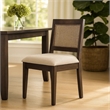 Zemi Dining Chair Set of 2- Rattan Back- Beige- Dark Brown Solid Wood