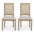 Viba Dining Chair Set of 2- Gray- Cane Light Weathered Brown Wood