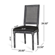 Marsie Dining Chair Set of 2- Black Fabric- Wood Frame Cane Backrest