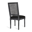 Marsie Dining Chair Set of 2- Black Fabric- Wood Frame Cane Backrest