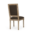 Kevin Dining Chair Set of 2- Brown Fabric Padded Seat- Natural Wood
