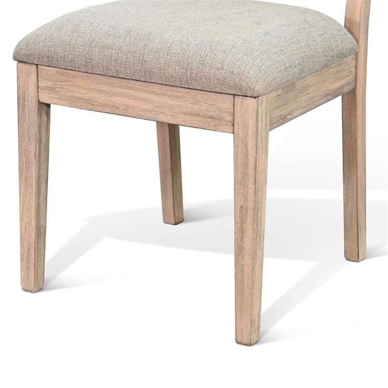 Zemi Dining Chair Set of 2- Rattan- Beige- Natural Brown Solid Wood