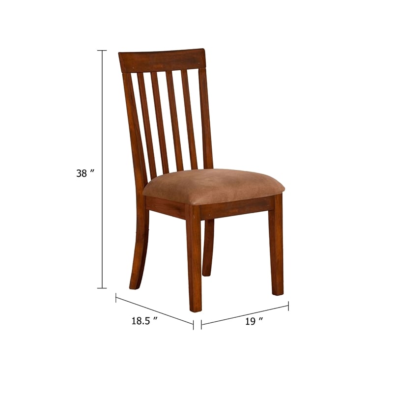 Odel Dining Side Chair Set of 2- Slatted Solid Wood Dark Brown