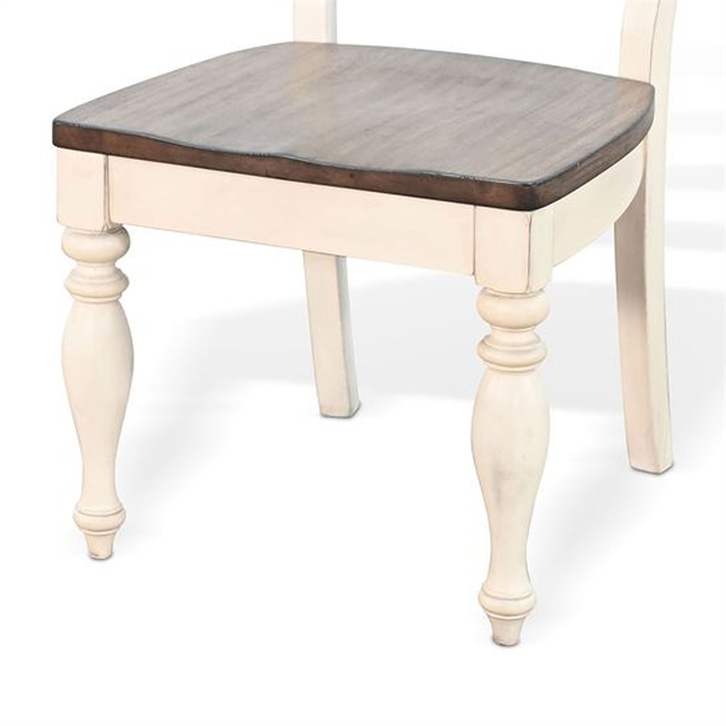 Dean Dining Chair Set of 2- Ladder Back- Dark Brown- White Solid Wood