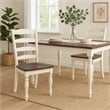 Dean Dining Chair Set of 2- Ladder Back- Dark Brown- White Solid Wood