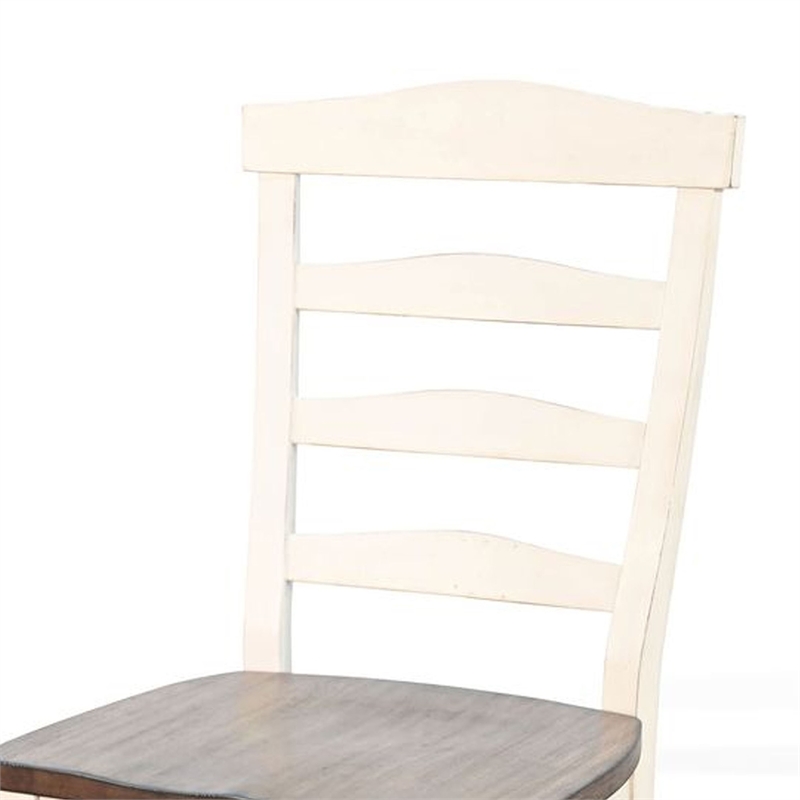 Dean Dining Chair Set of 2- Ladder Back- Dark Brown- White Solid Wood