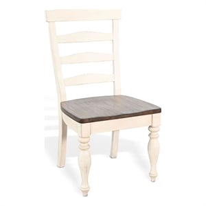 Dean Dining Chair Set of 2- Ladder Back- Dark Brown- White Solid Wood