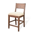 Giby Counter Height Chair Set of 2- Beige Padded Seat- Solid Wood Brown