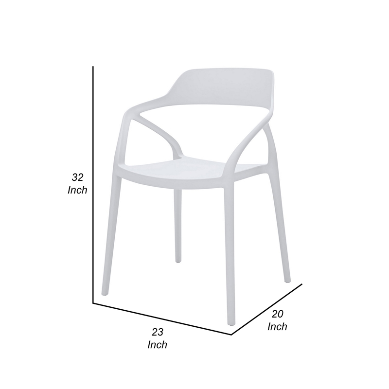 Geni 23 Inch Side Dining Chair Set of 4- Indoor Outdoor- White Finish
