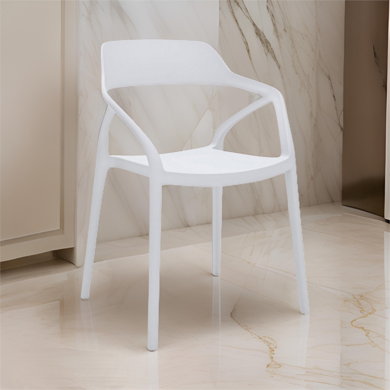 Geni 23 Inch Side Dining Chair Set of 4- Indoor Outdoor- White Finish