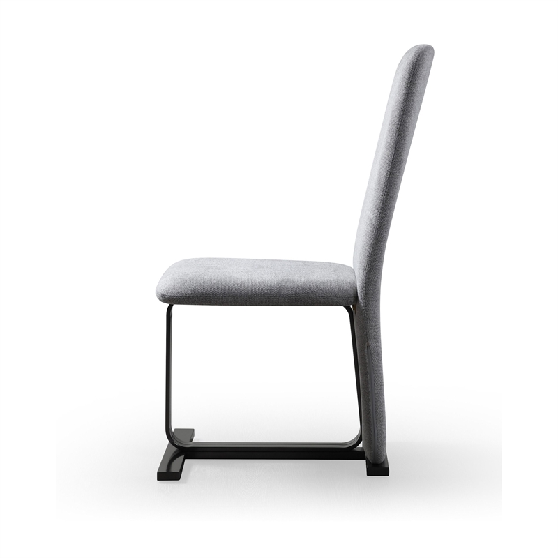 Cid Jim 19 Inch Dining Chair Set of 2- Gray Linen- Sturdy Steel Frame