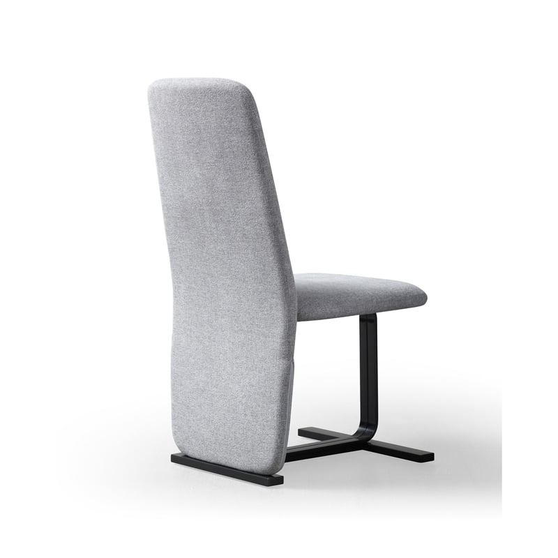 Cid Jim 19 Inch Dining Chair Set of 2- Gray Linen- Sturdy Steel Frame