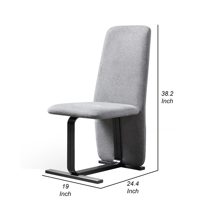 Cid Jim 19 Inch Dining Chair Set of 2- Gray Linen- Sturdy Steel Frame