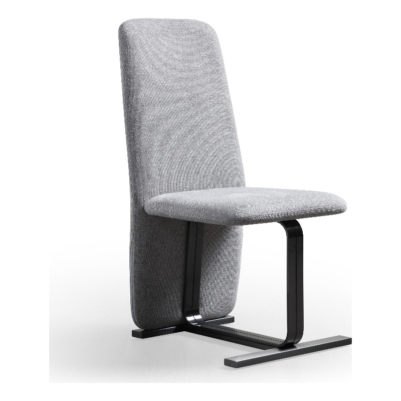 Cid Jim 19 Inch Dining Chair Set of 2- Gray Linen- Sturdy Steel Frame
