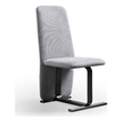 Cid Jim 19 Inch Dining Chair Set of 2- Gray Linen- Sturdy Steel Frame