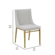Cid Kinn 19 Inch Dining Chair Set of 2- Light Gray Polyester- Brass Steel