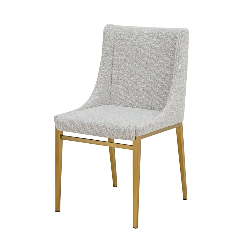 Cid Kinn 19 Inch Dining Chair Set of 2- Light Gray Polyester- Brass Steel