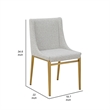 Cid Kinn 19 Inch Dining Chair Set of 2- Light Gray Polyester- Brass Steel