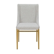 Cid Kinn 19 Inch Dining Chair Set of 2- Light Gray Polyester- Brass Steel