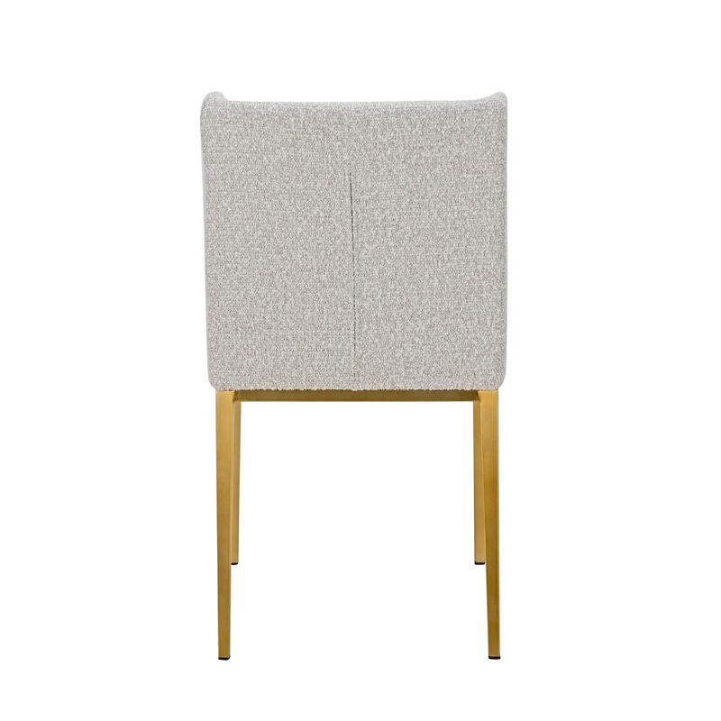 Cid Kinn 19 Inch Dining Chair Set of 2- Light Gray Polyester- Brass Steel