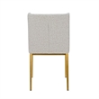 Cid Kinn 19 Inch Dining Chair Set of 2- Light Gray Polyester- Brass Steel