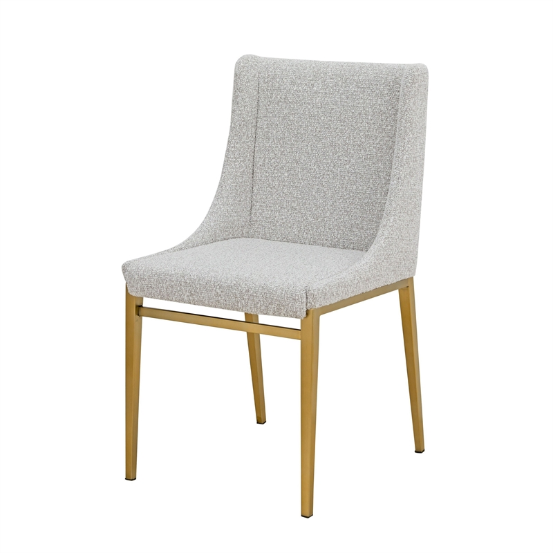 Cid Kinn 19 Inch Dining Chair Set of 2- Light Gray Polyester- Brass Steel