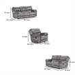 Arisa 3pc Sofa- Loveseat- Chair Manual Recliner Set- Gray Faux Leather