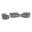 Arisa 3pc Sofa- Loveseat- Chair Manual Recliner Set- Gray Faux Leather