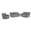 Arisa 3pc Sofa- Loveseat- Chair Manual Recliner Set- Gray Faux Leather