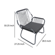 Ciao Accent Club Chair Set of 2- Outdoor Gray Cushions- Gray Rope and Steel