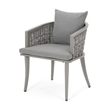 Ruble Accent Chair Set of 2- Gray Waterproof Fabric- Outdoor Rattan- Iron