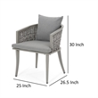 Ruble Accent Chair Set of 2- Gray Waterproof Fabric- Outdoor Rattan- Iron