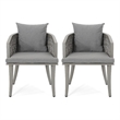 Ruble Accent Chair Set of 2- Gray Waterproof Fabric- Outdoor Rattan- Iron