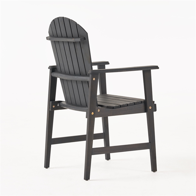 Pima Outdoor Dining Chair Set of 2- Adirondack Dark Gray Acacia Wood