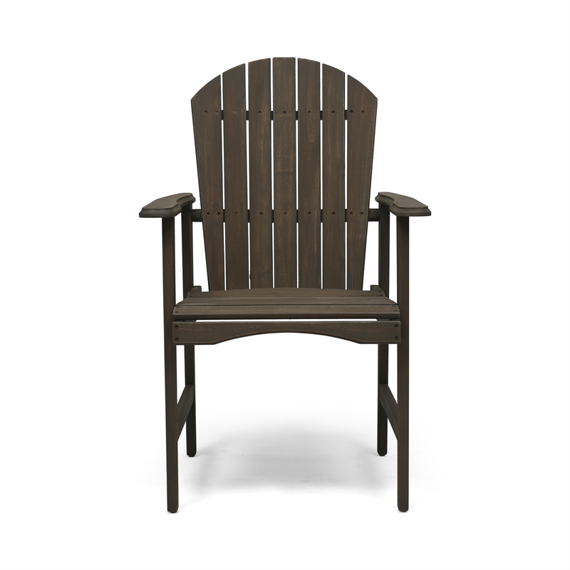 Pima Outdoor Dining Chair Set of 2- Adirondack Taupe Gray Acacia Wood
