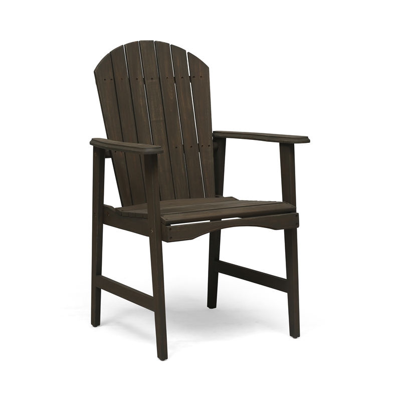 Pima Outdoor Dining Chair Set of 2- Adirondack Taupe Gray Acacia Wood